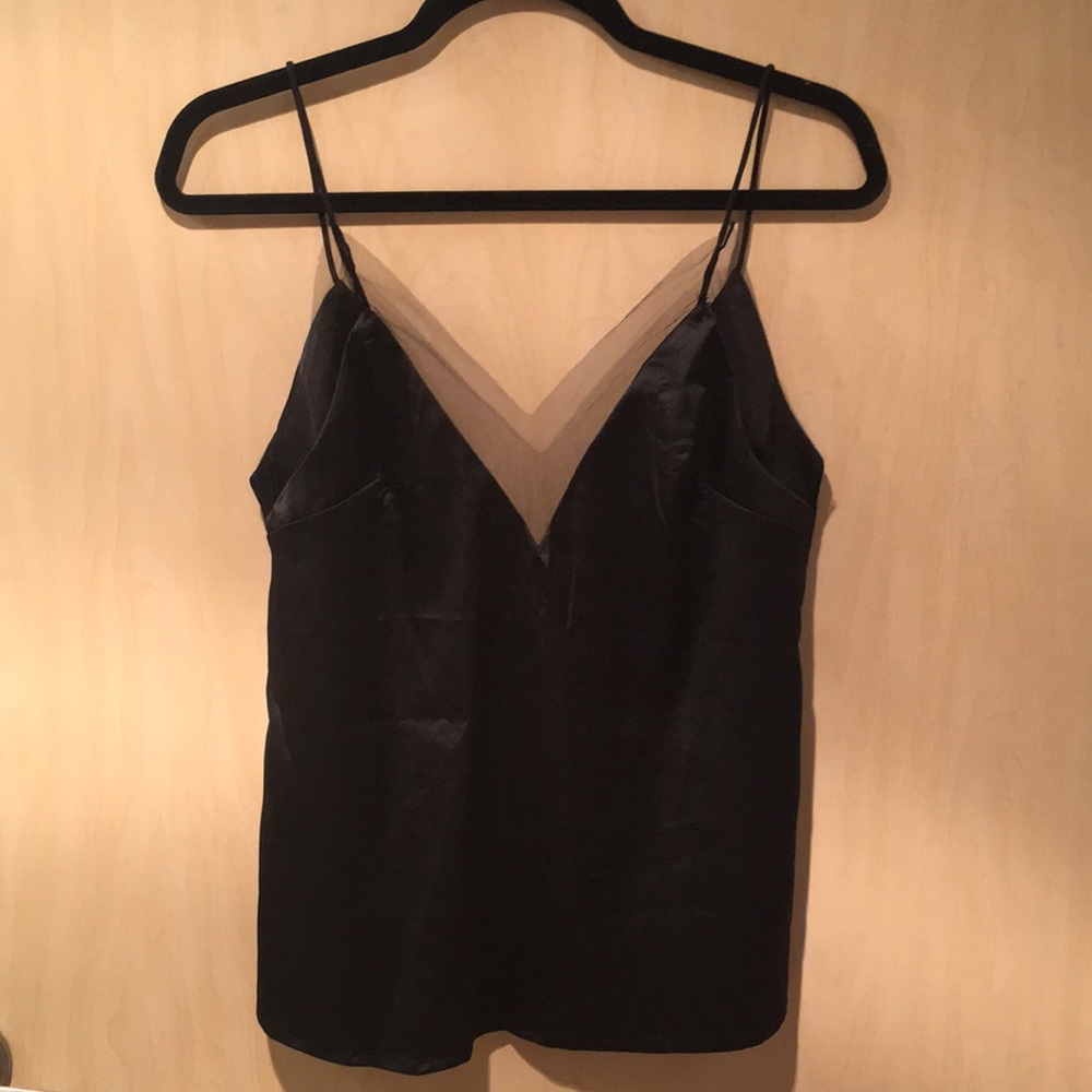 Mesh-trim satin cami